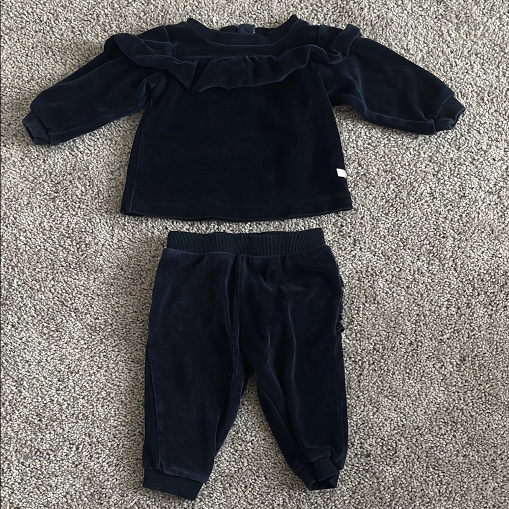 Ruffle Butts Navy Baby Matching Set